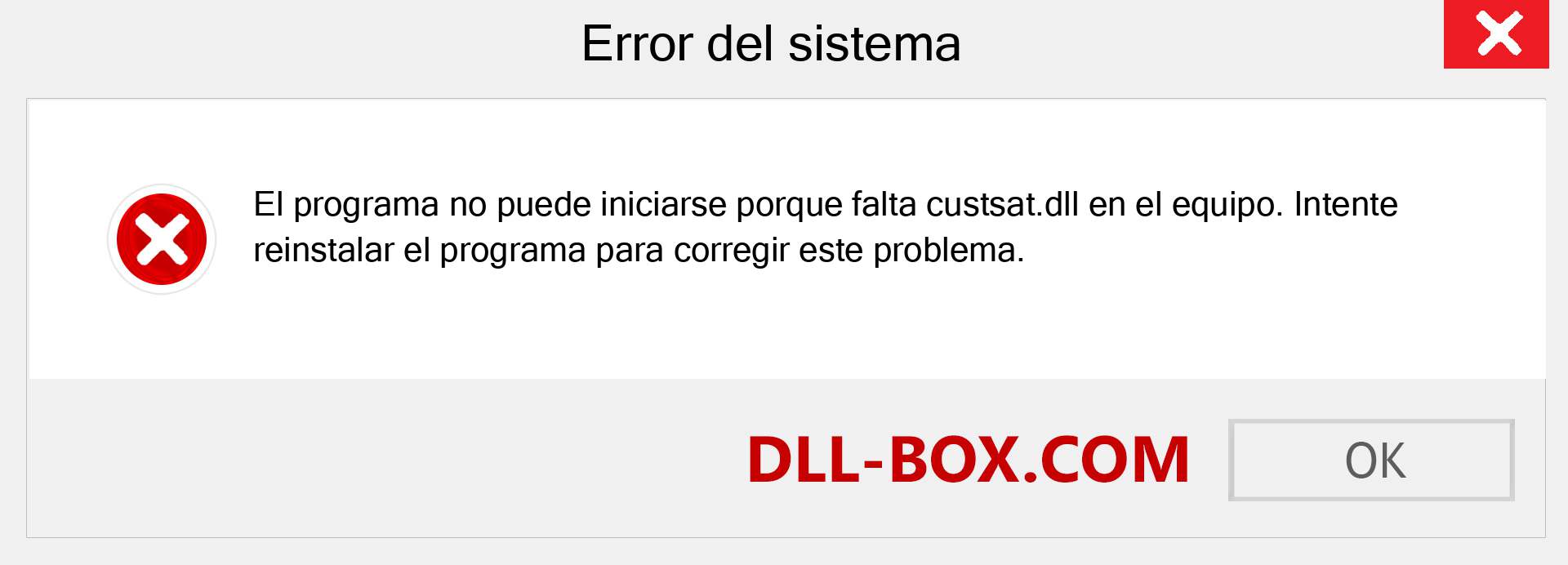 ¿Falta el archivo custsat.dll ?. Descargar para Windows 7, 8, 10 - Corregir custsat dll Missing Error en Windows, fotos, imágenes