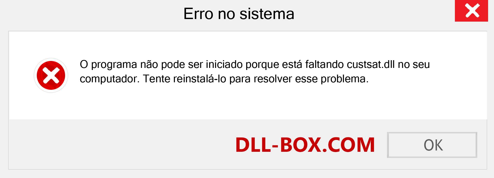 Arquivo custsat.dll ausente ?. Download para Windows 7, 8, 10 - Correção de erro ausente custsat dll no Windows, fotos, imagens